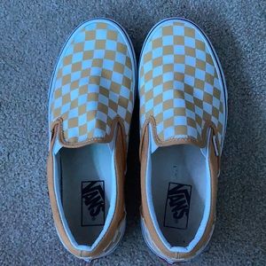 yellow checkerboard slip on